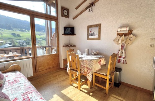 Praz-sur-Arly Apartment | Alcove studio for 3 with terrace near slopes and parking in Praz-sur-Arly