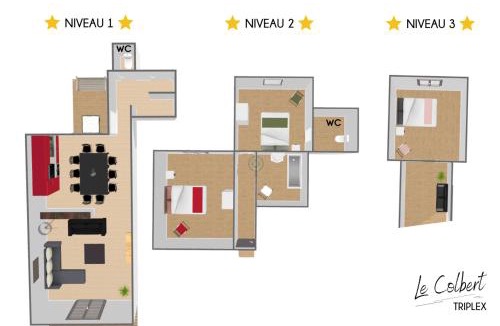Cathedrale Apartment | "Colbert Triplex" 3 chambres - Balcon - Patio - Cathédrale