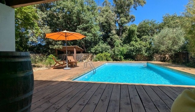 Charming stone house in a quiet setting with a pool and a garden with trees