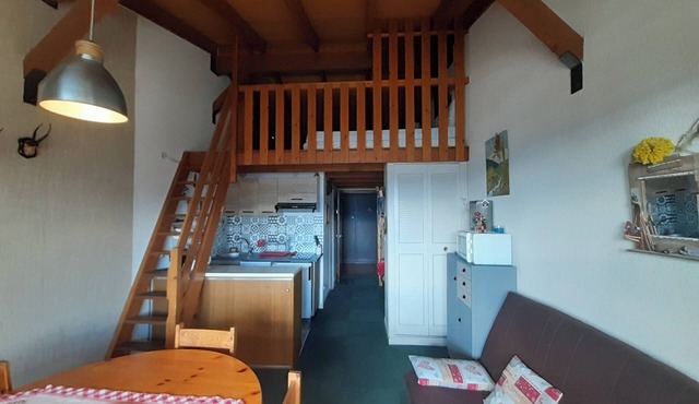 Mezzanine studio with mountain view