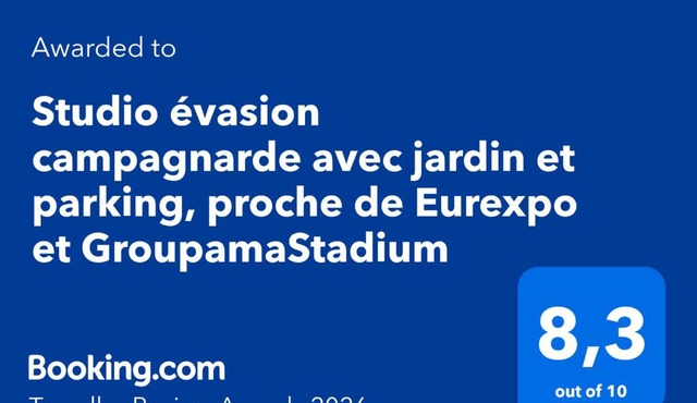 Studio évasion campagnarde avec jardin et parking, proche de Eurexpo et GroupamaStadium